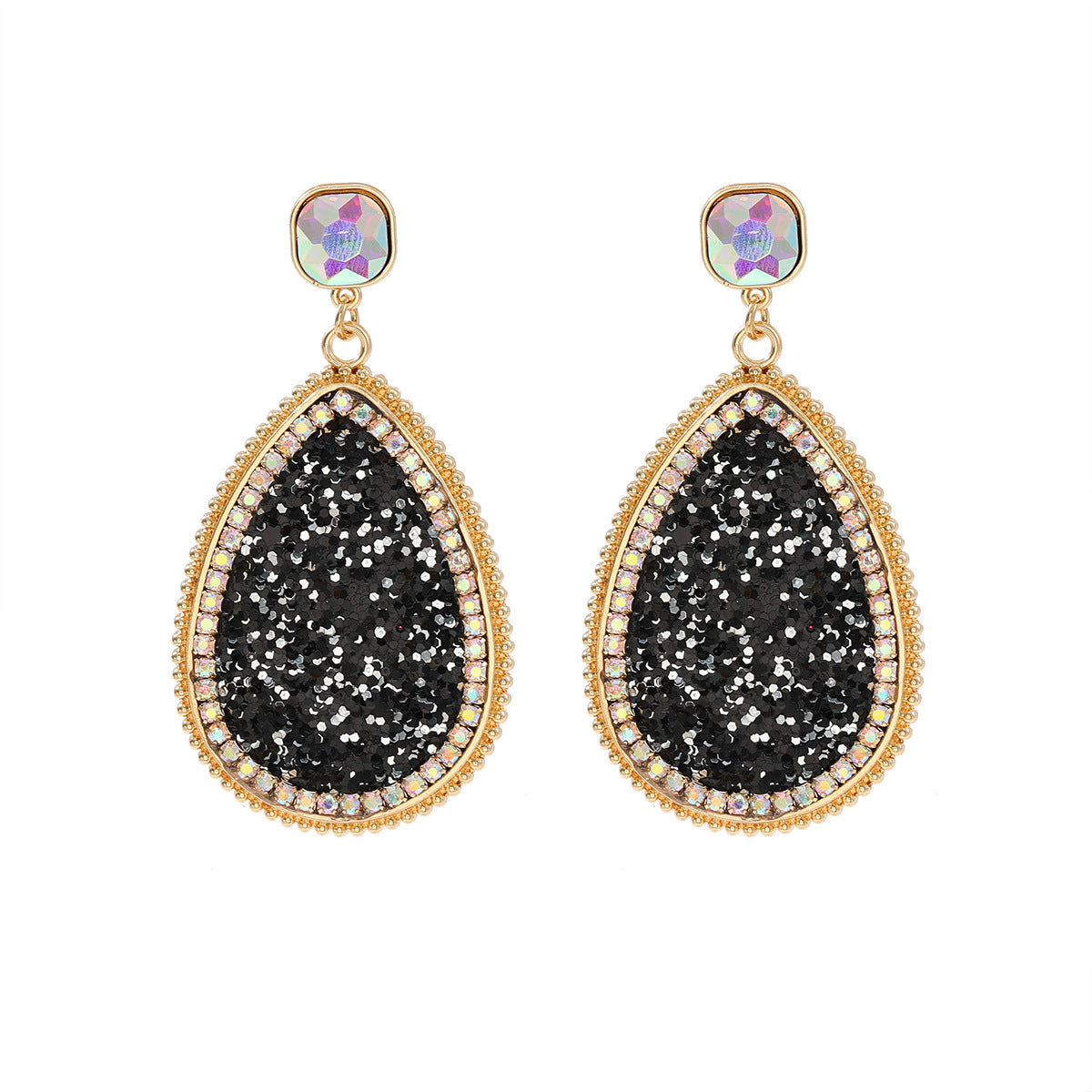 Creative Retro Alloy Diamond Colorful Crystals Earrings For Women