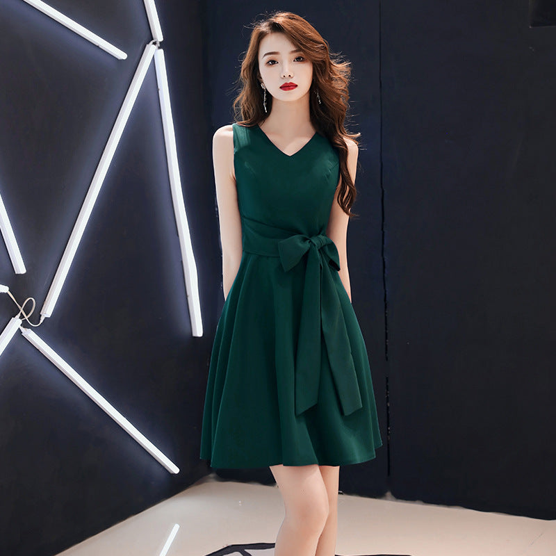 Small Green Evening Dress Skirt Women Can Usually Wear Short Simple And Generous Dresses For Banquet Temperament