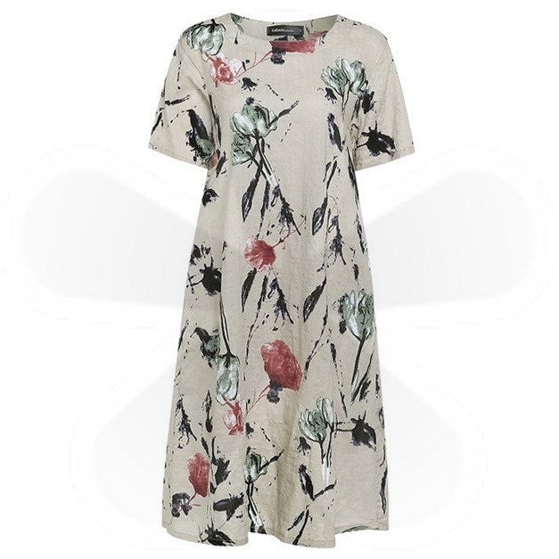 d1 Bohemian Summer Print Loose Floral Dress For Women Dresses