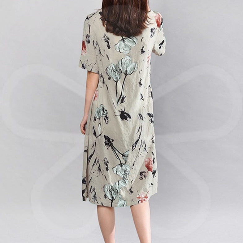 d1 Bohemian Summer Print Loose Floral Dress For Women Dresses