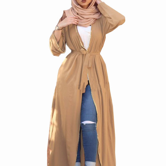 D -Bandage cardigan robe Muslim dress