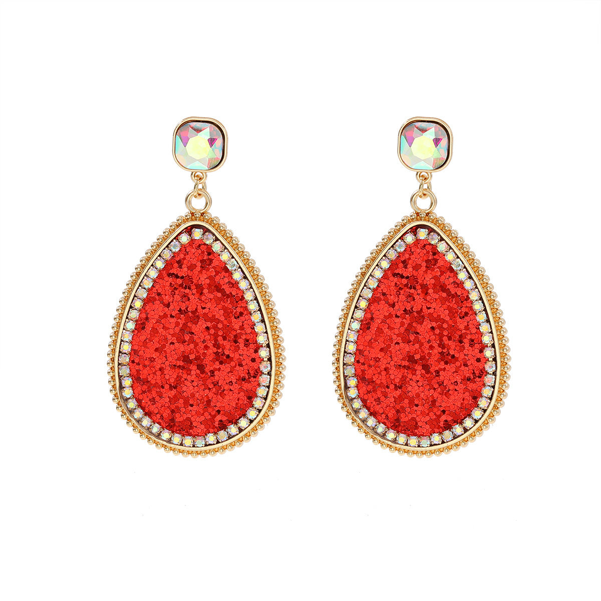 Creative Retro Alloy Diamond Colorful Crystals Earrings For Women