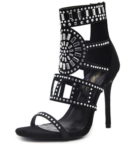 Rhinestone high heel sandals