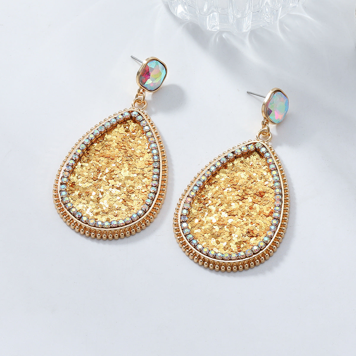 Creative Retro Alloy Diamond Colorful Crystals Earrings For Women