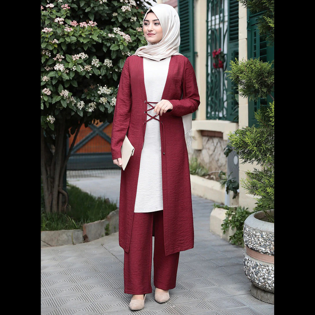 Muslim Women's Dress Set Three-piece Middle Eastern Dress