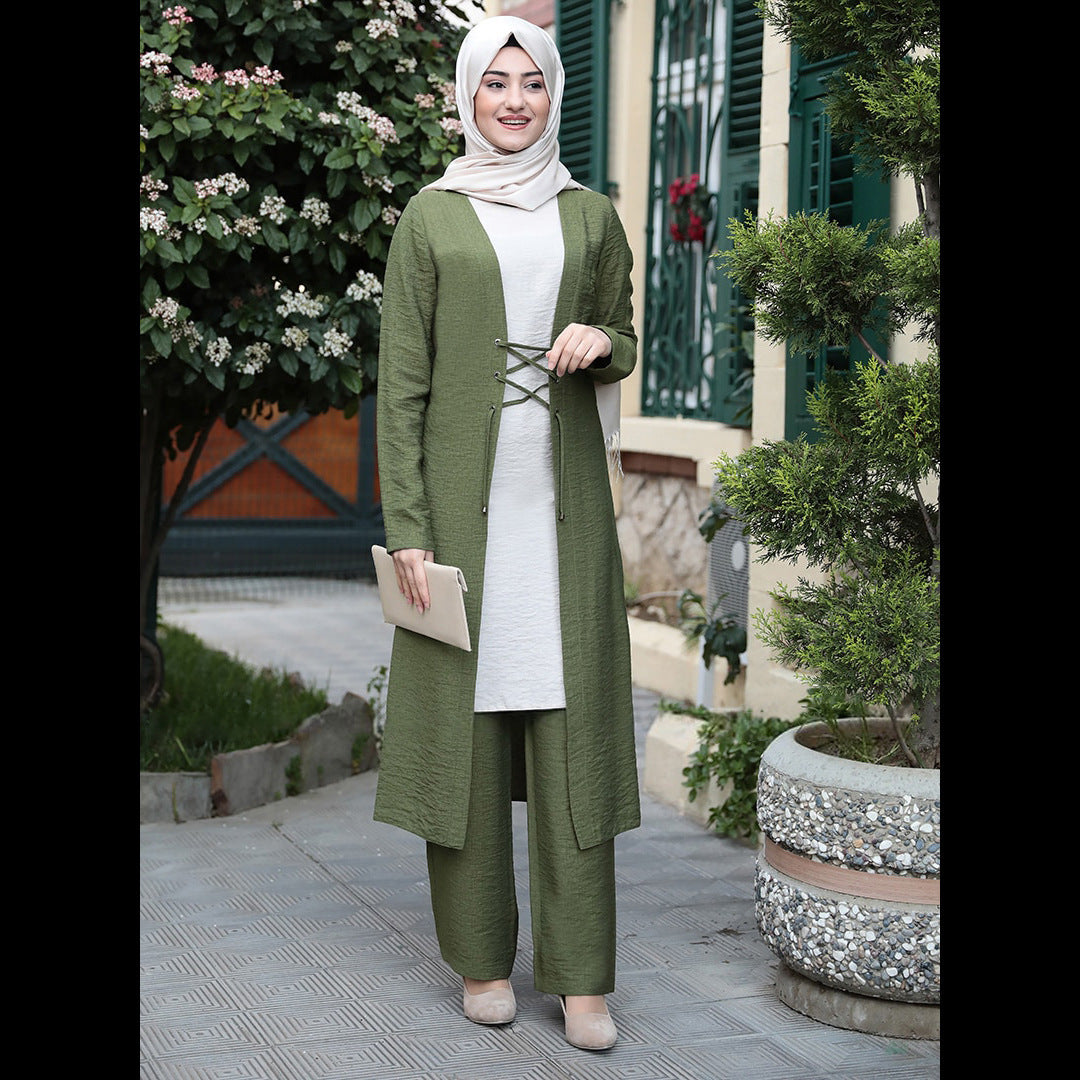 Muslim Women's Dress Set Three-piece Middle Eastern Dress