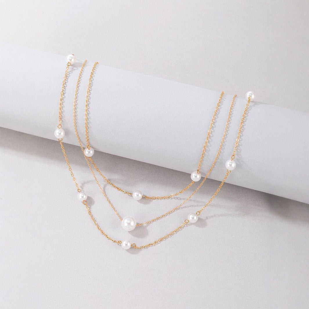 Pearl Long Multi-layer Necklace Fashion