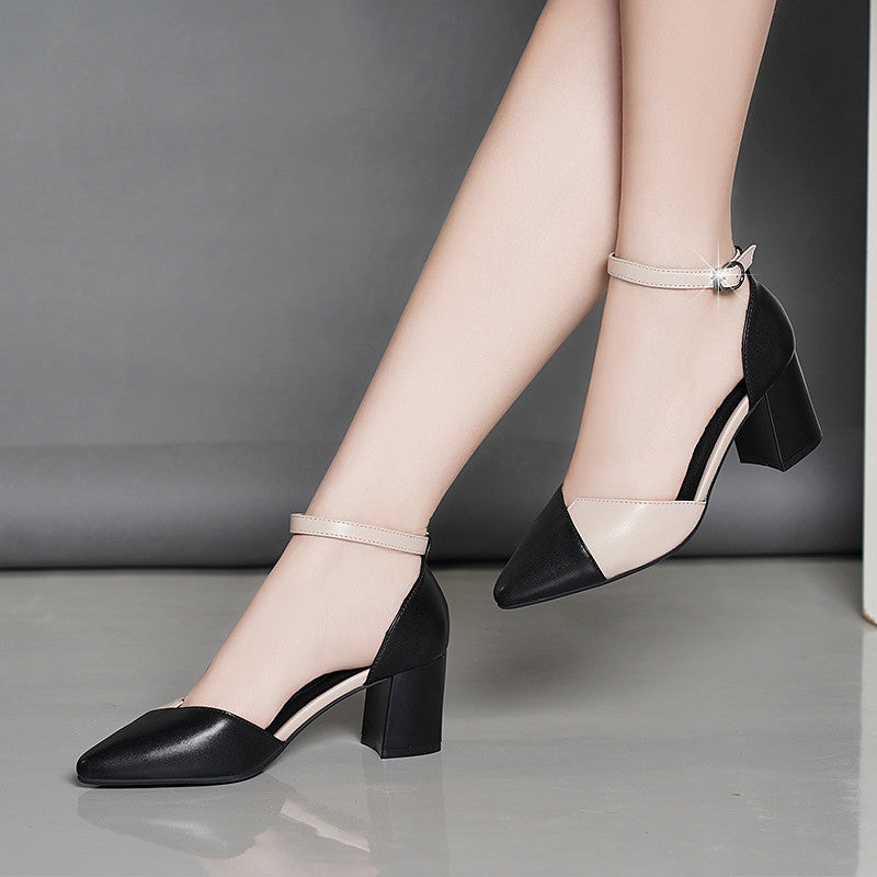 Womens Pumps Shoes Dorsay Ankle Strap Pointed Toe Low Heel