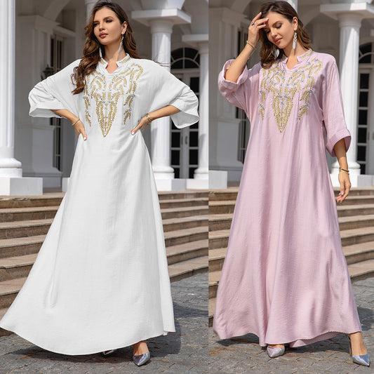 Muslim Women Embroidered Robe Dress