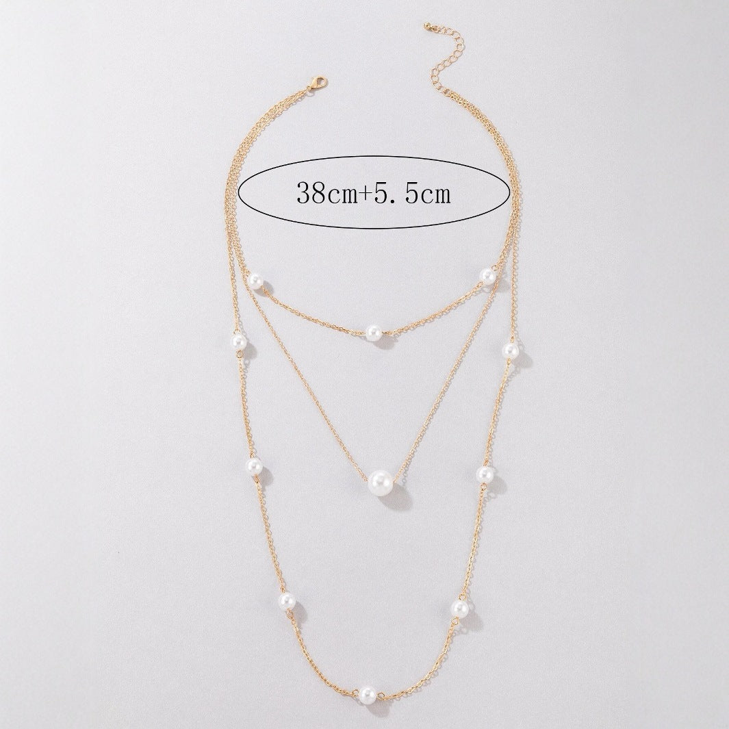 Pearl Long Multi-layer Necklace Fashion