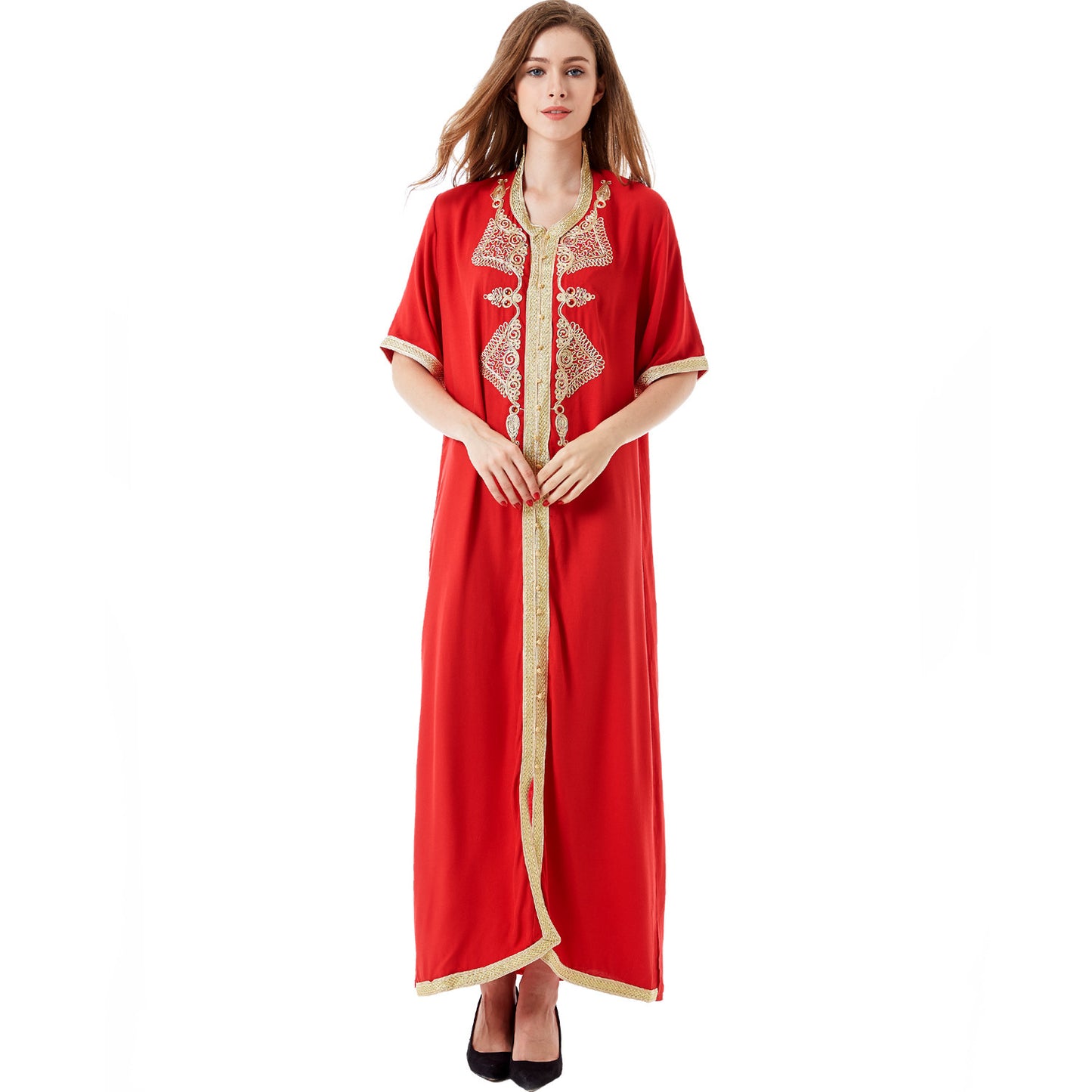 C- Muslim Embroidered Lace Dress Dress