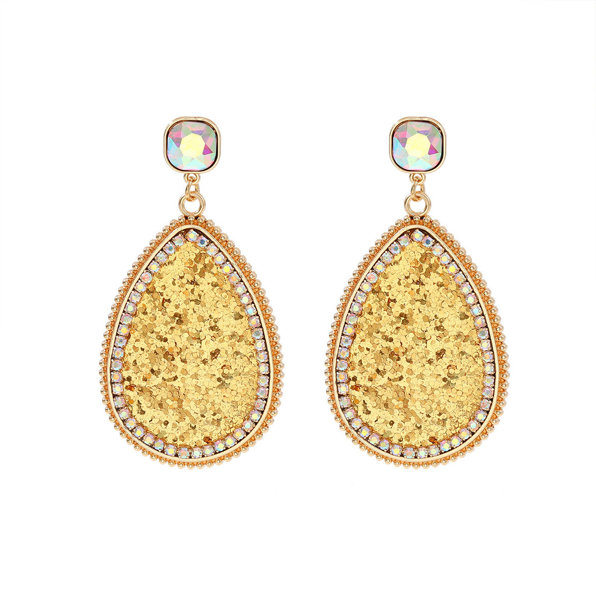 Creative Retro Alloy Diamond Colorful Crystals Earrings For Women