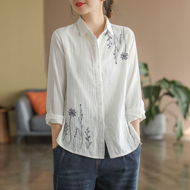 Simple Art Pure Cotton Long Sleeve Shirt